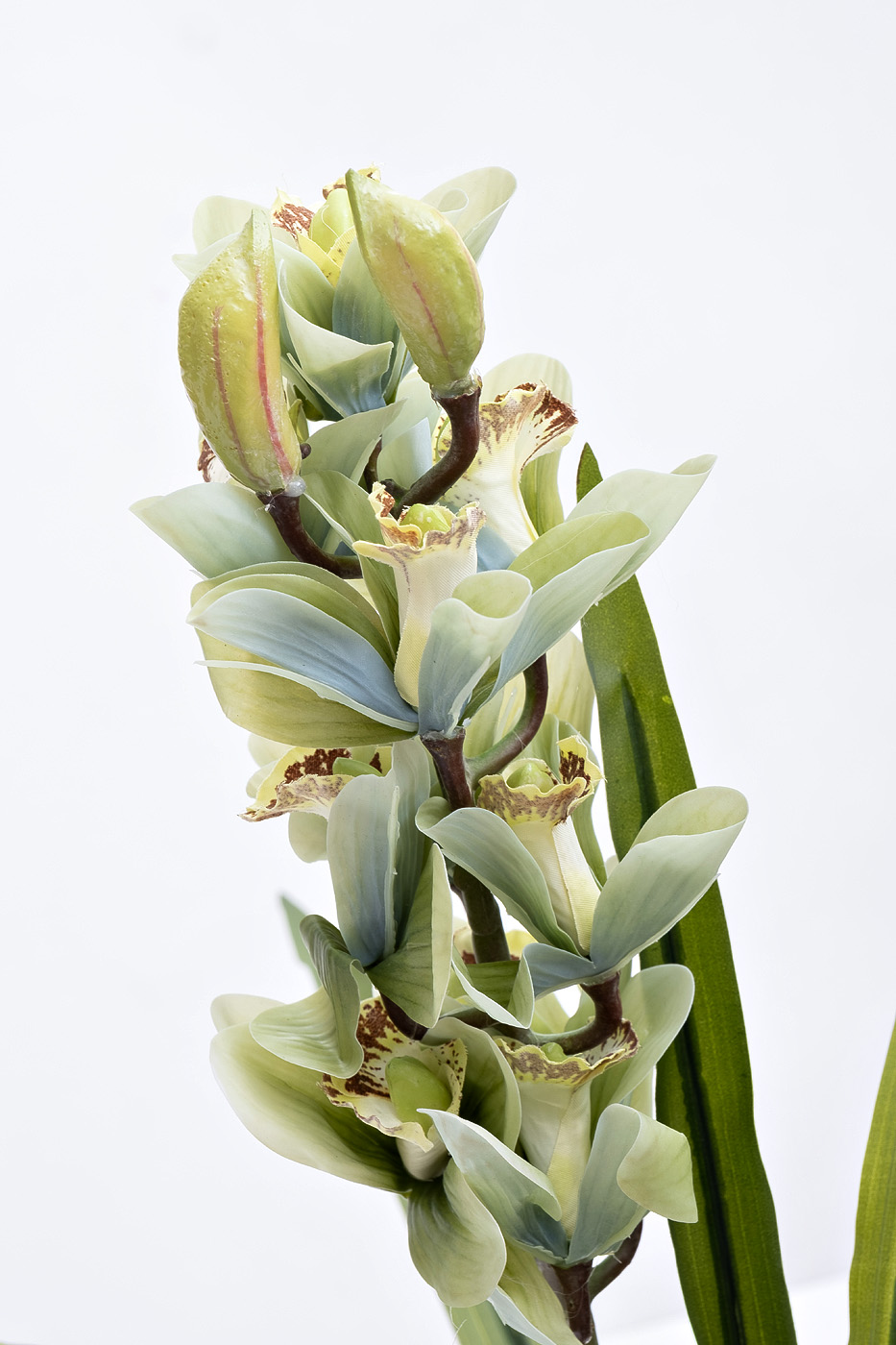 Орхидея Цимбидиум (Cymbidium) искусственная цвет лайм в горшке 2