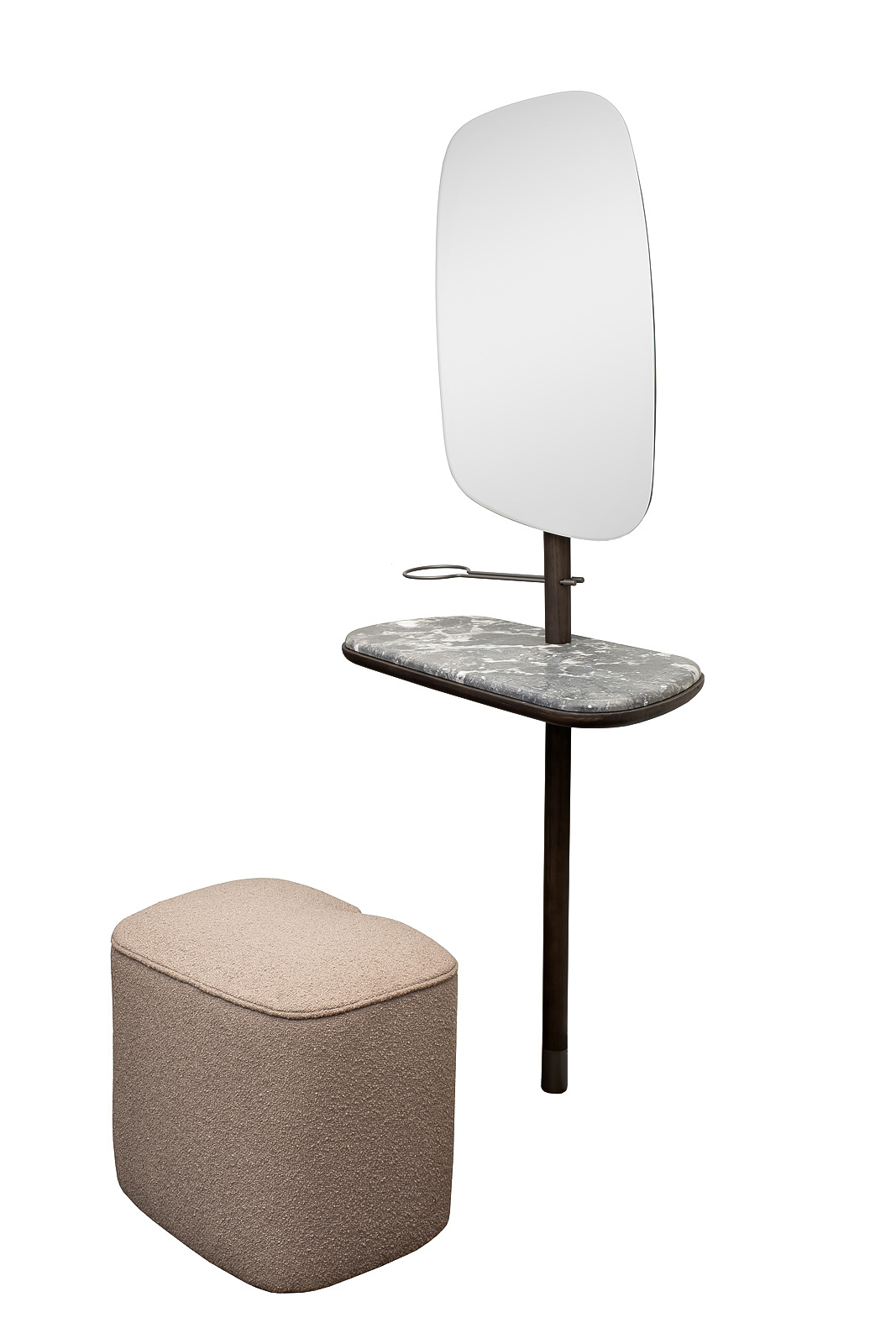 Зеркало с полкой и пуфом 3