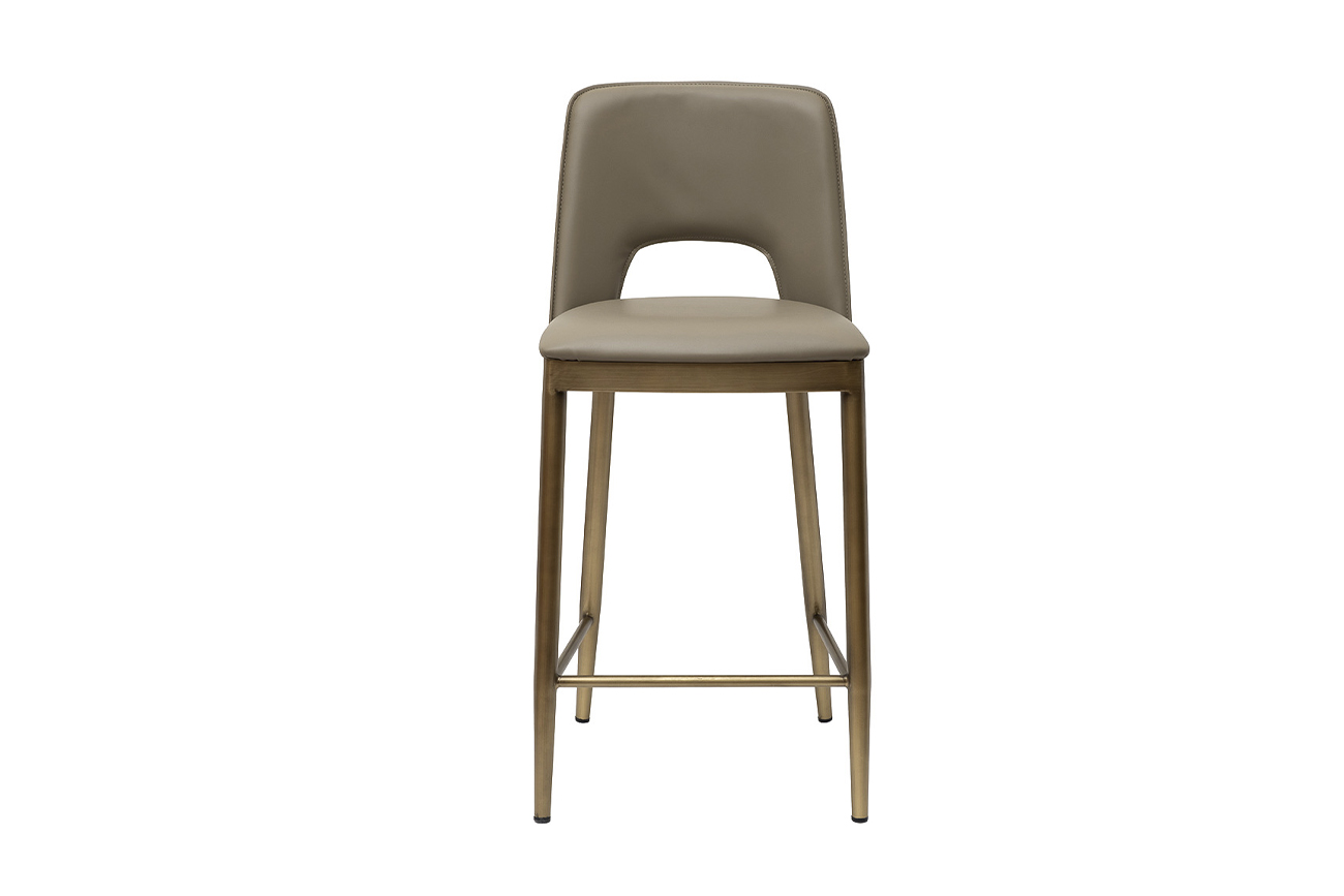 Стул барный экокожа бежевый/бронза 1