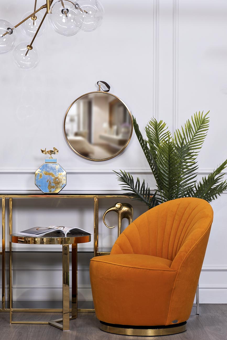 Столик журнальный с прозрачным стеклом (цвет золото) 6