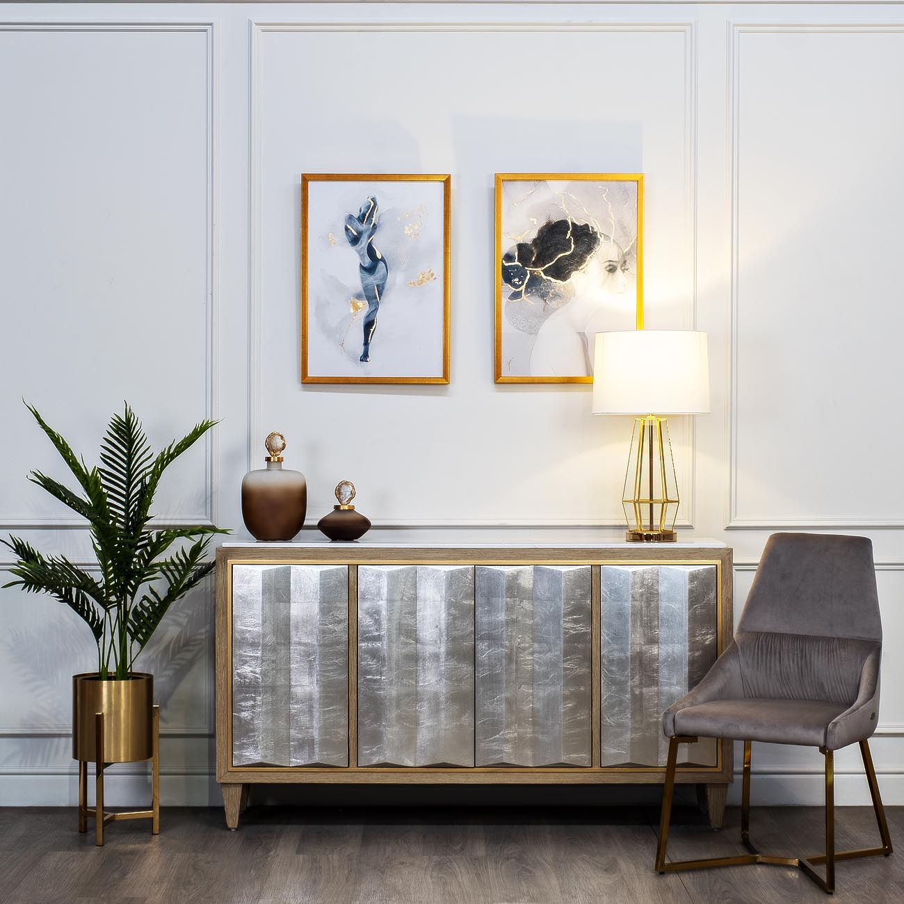 Кашпо металлическое на подставке (золото) 4