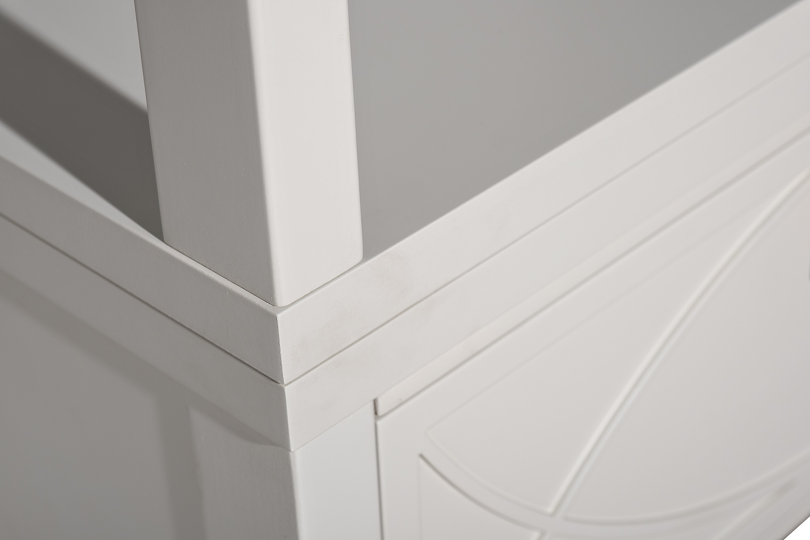 Шкаф-витрина открытый с тумбочкой прикроватной бежевый 4