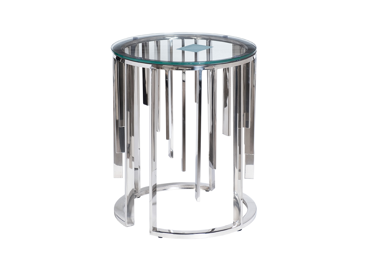Столик журнальный прозрачное стекло/серебро 1