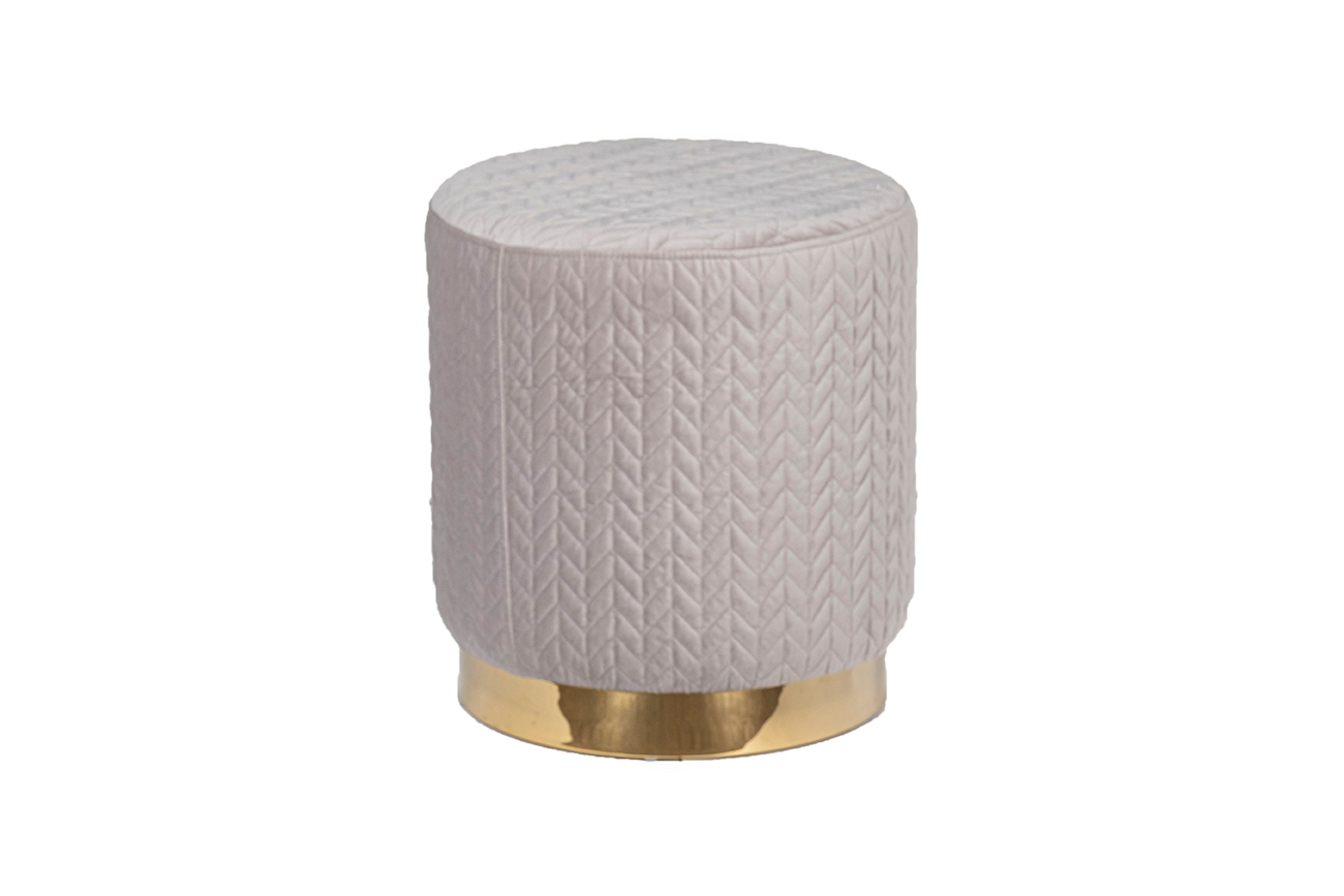 Пуф круглый велюровый светло-серый 1