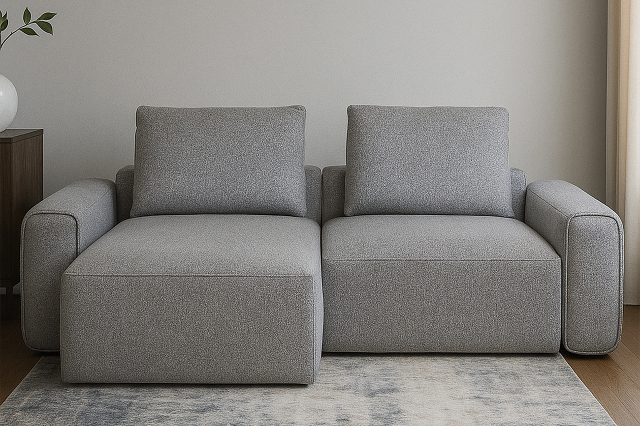 Диван Турин(Turin) трехместный с канапе раскладной черно-серый 9