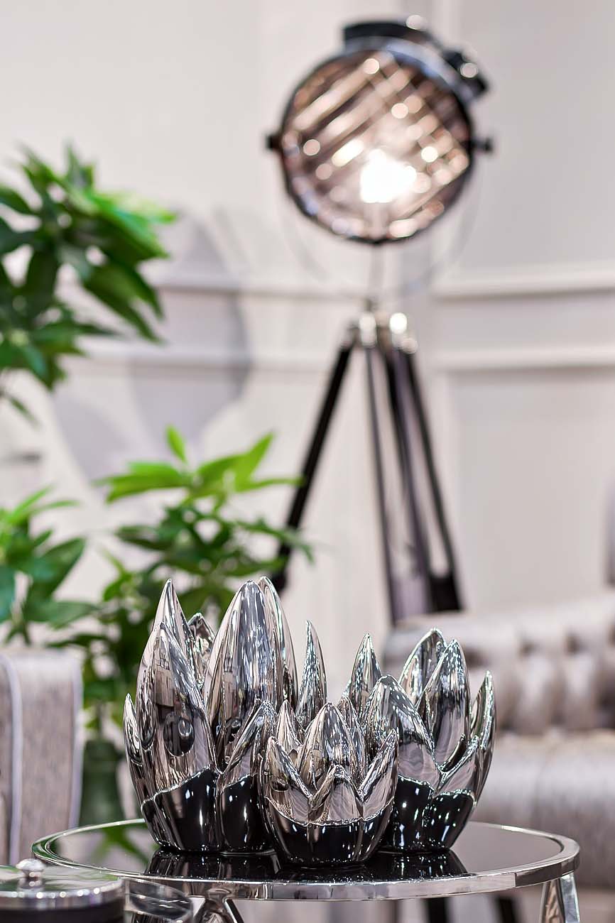 Подсвечник керамический серебристый 2