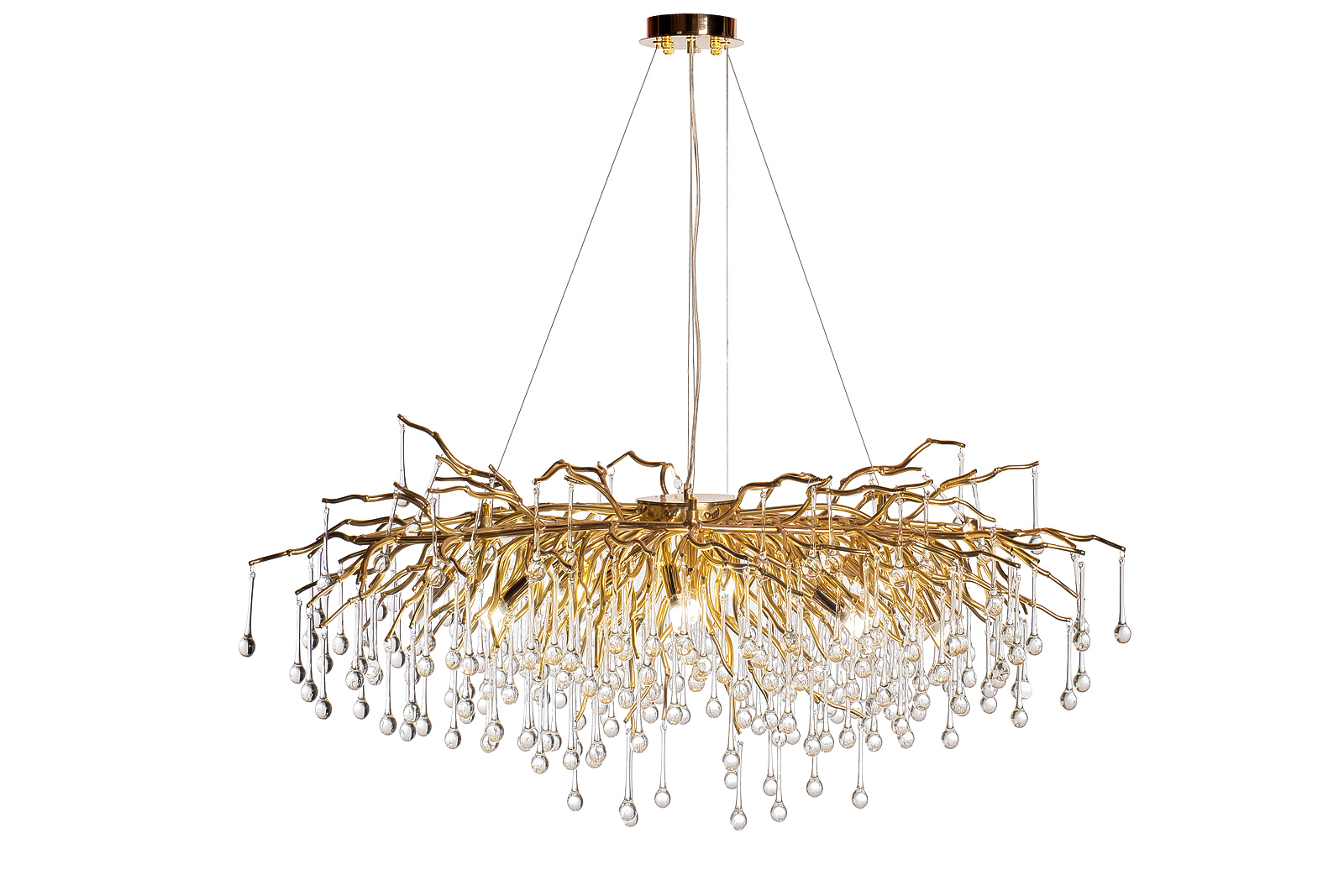 Люстра подвесная «Капли» круглая золото 1