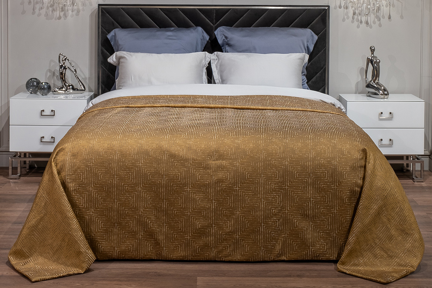 Покрывало Глосс (Gloss) 260х260см горчичное 1