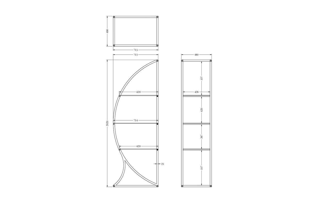 Стеллаж «Полусфера» прозр.стекло/золото 5