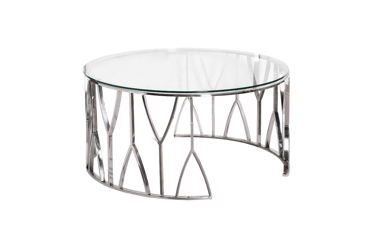 Стол журнальный с прозрачным стеклом (хром) 1