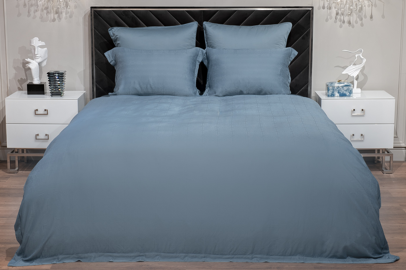 Комплект постельного белья «Муар» евро 200х220см бамбук сине-зеленый 1