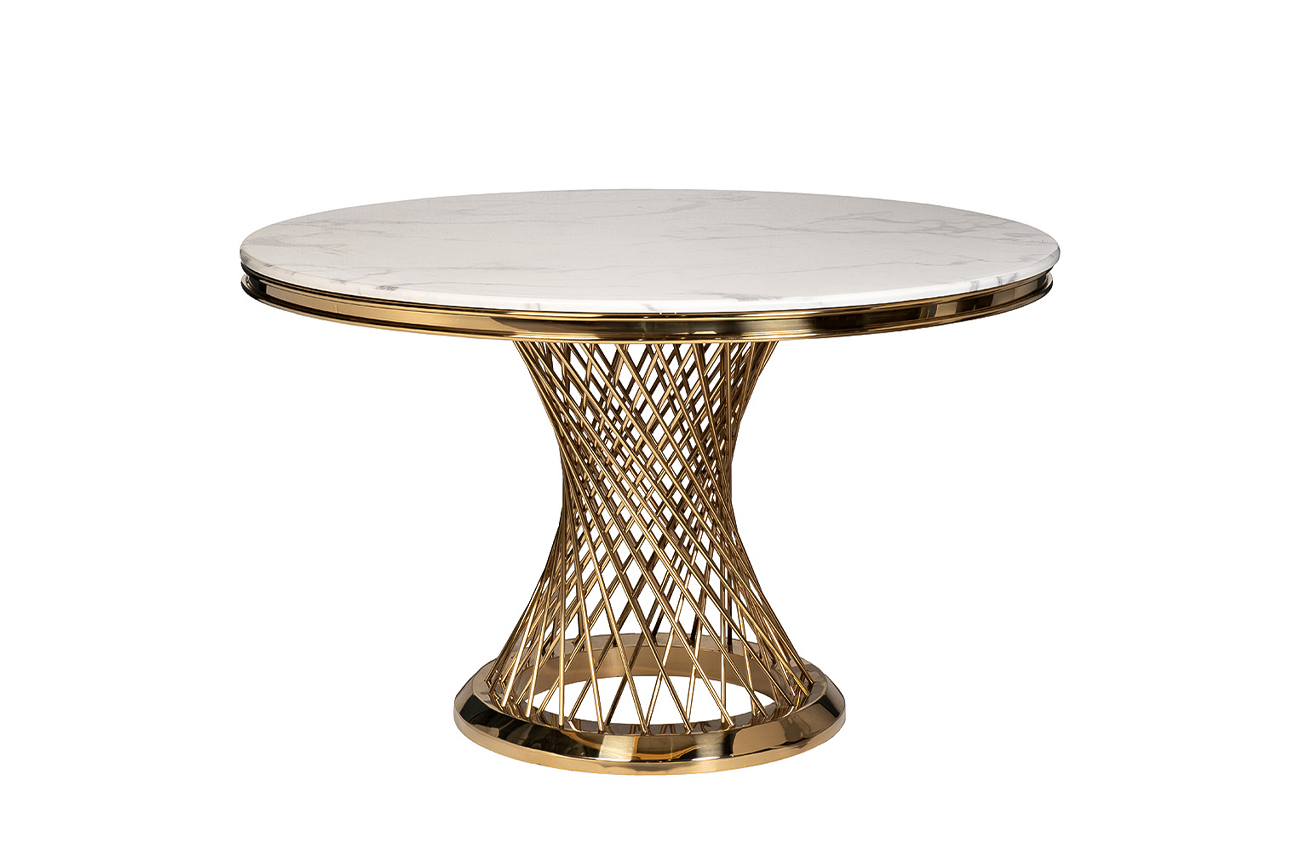 Стол обеденный Бьянка луна (Bianca Luna) искусственный мрамор/золото 1