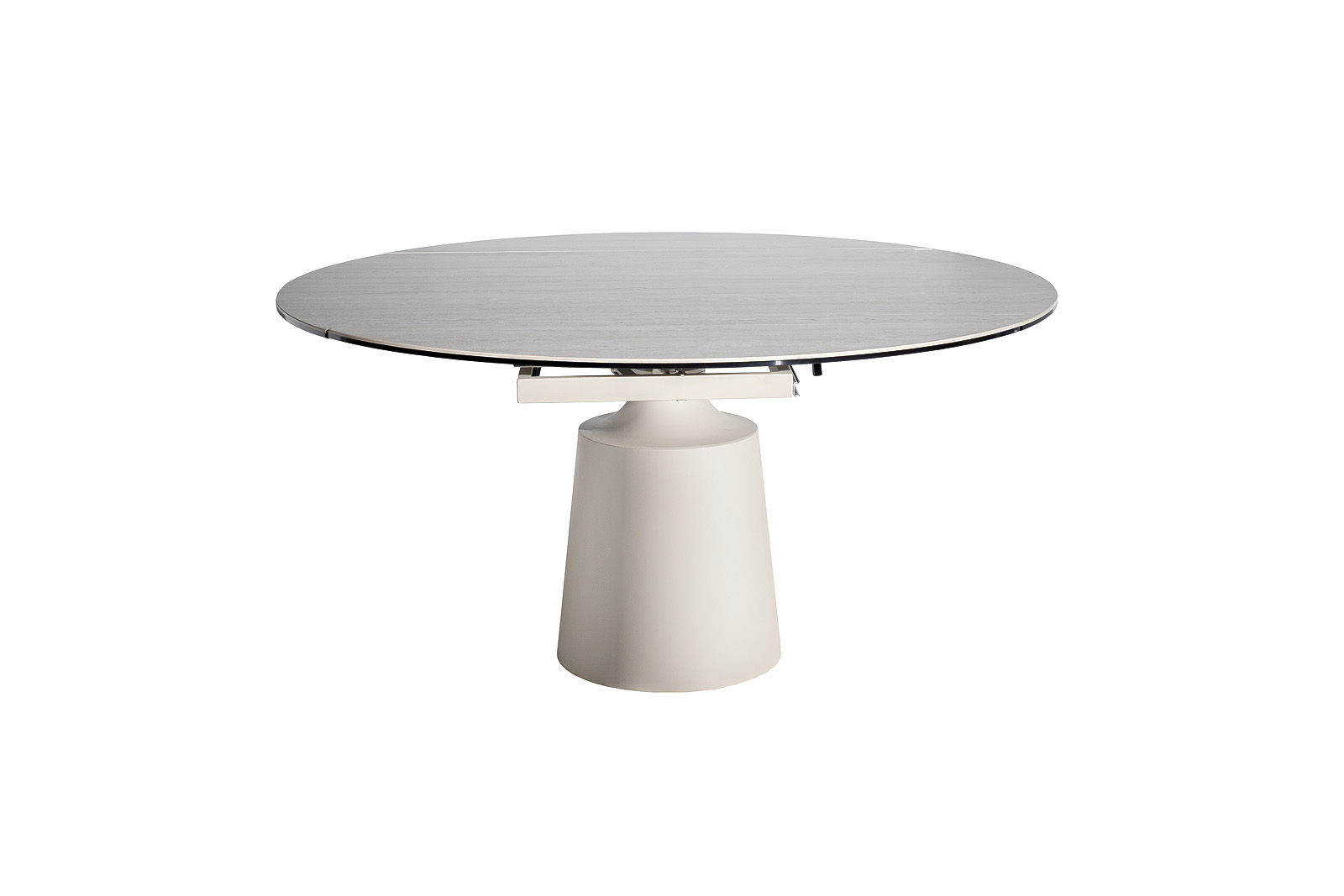 Стол обеденный раскладной круглый керамический белый/бежевый 3