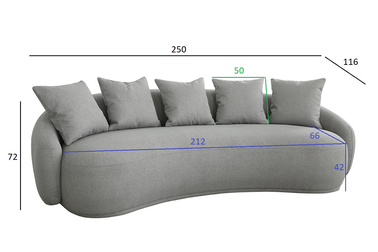 Диван Forli трехместный светло-серый 5