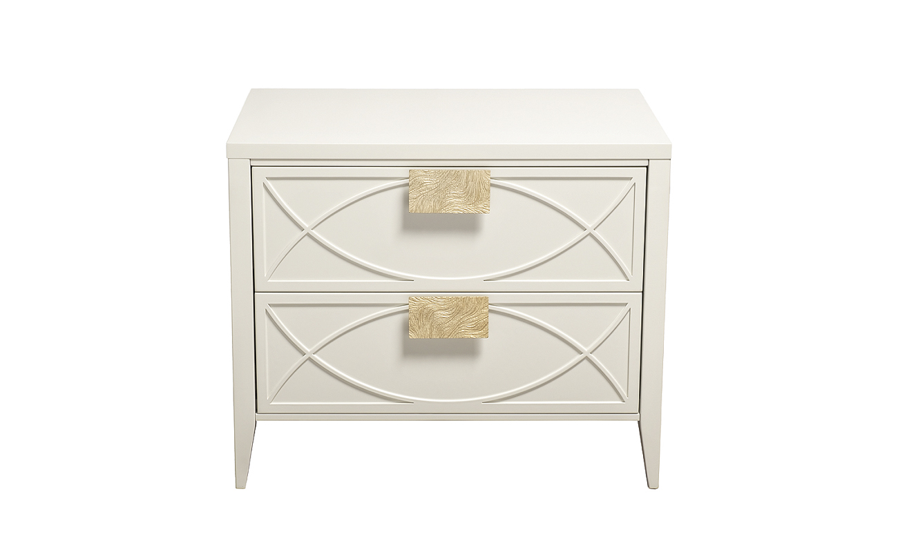 Тумбочка прикроватная с 2-мя ящиками бежевая 1