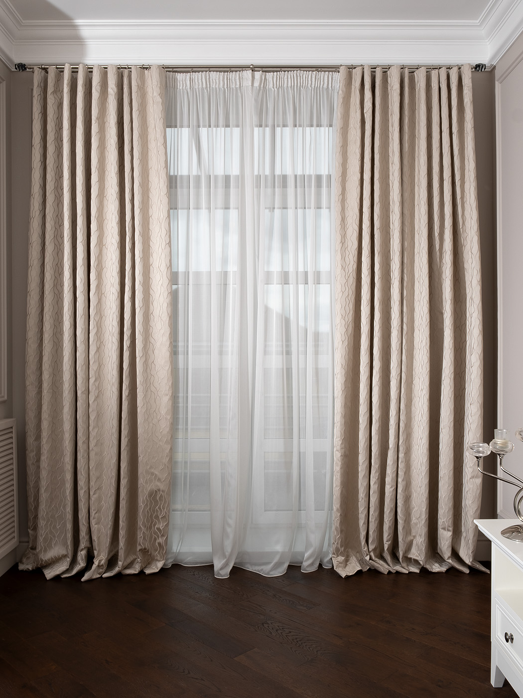Портьера Ажур (Mesh) 275х260см бежевая 1