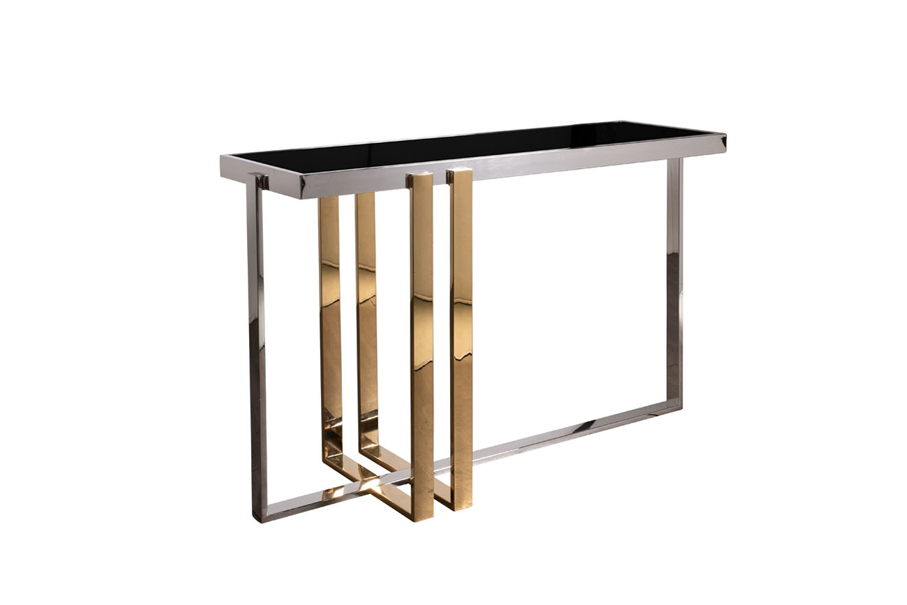 Консоль черное стекло/хром/золото 2