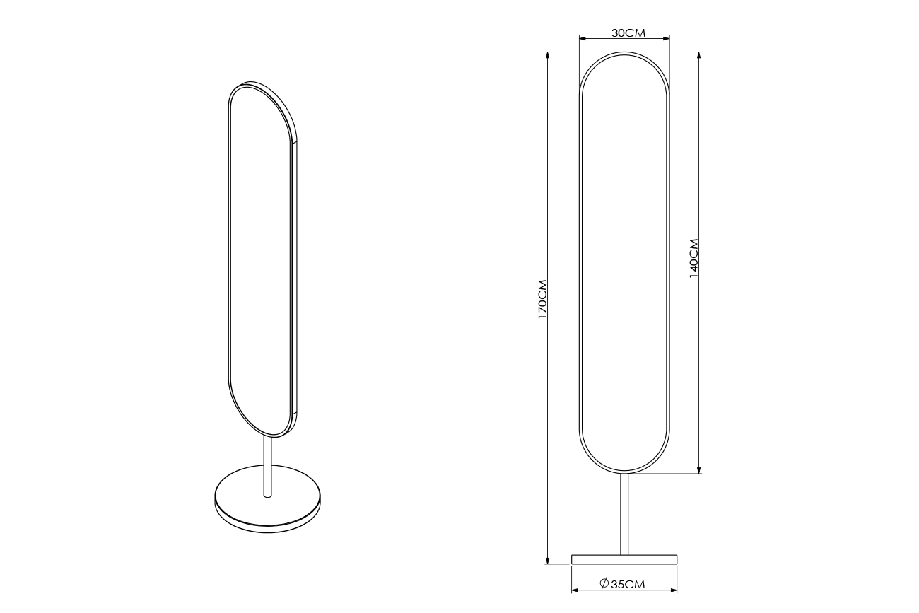 Зеркало напольное овальное в черной раме 5