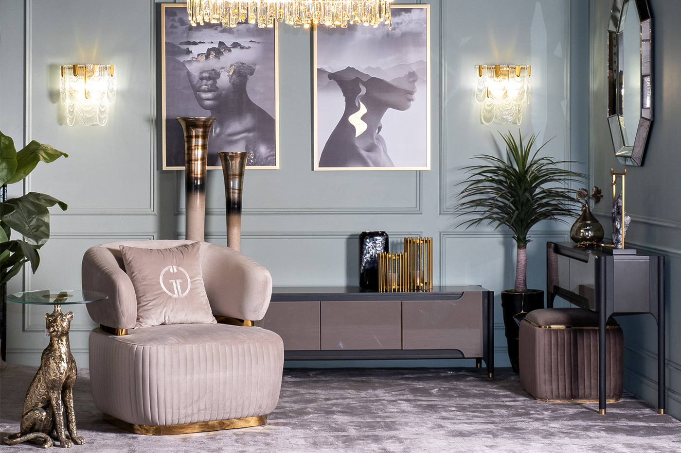 Кресло Гларус (Glarus) велюровое серое 7