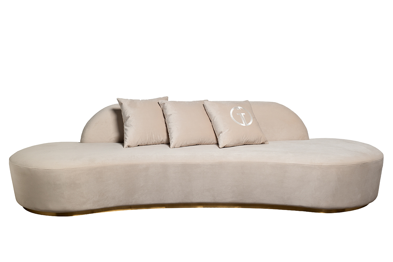 Диван Леа (Lea) трехместный велюровый кремовый 1