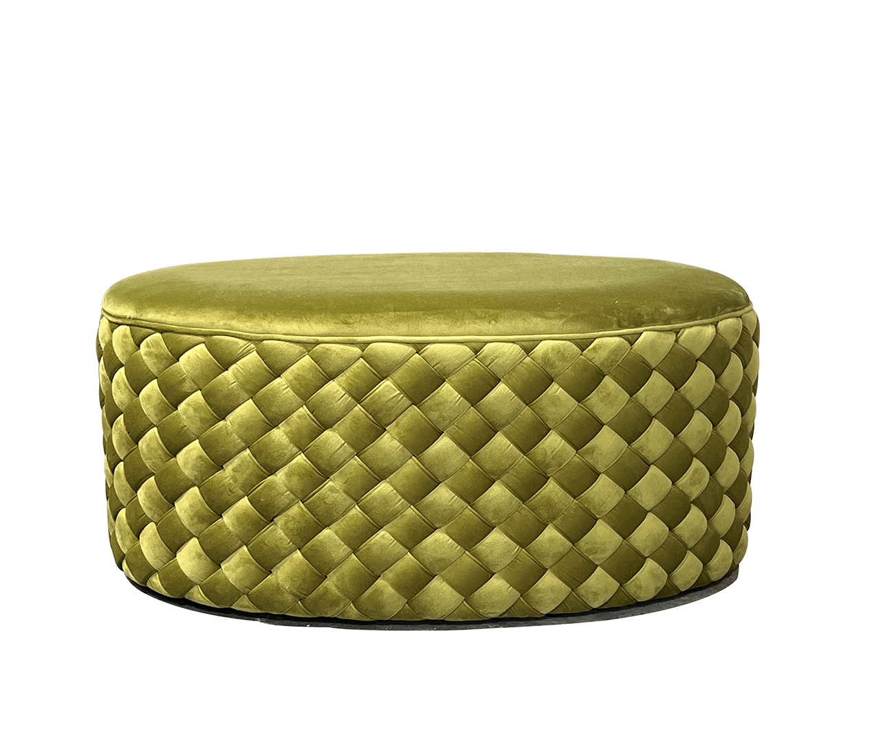 Пуф овальный плетеный велюровый оливковый 1