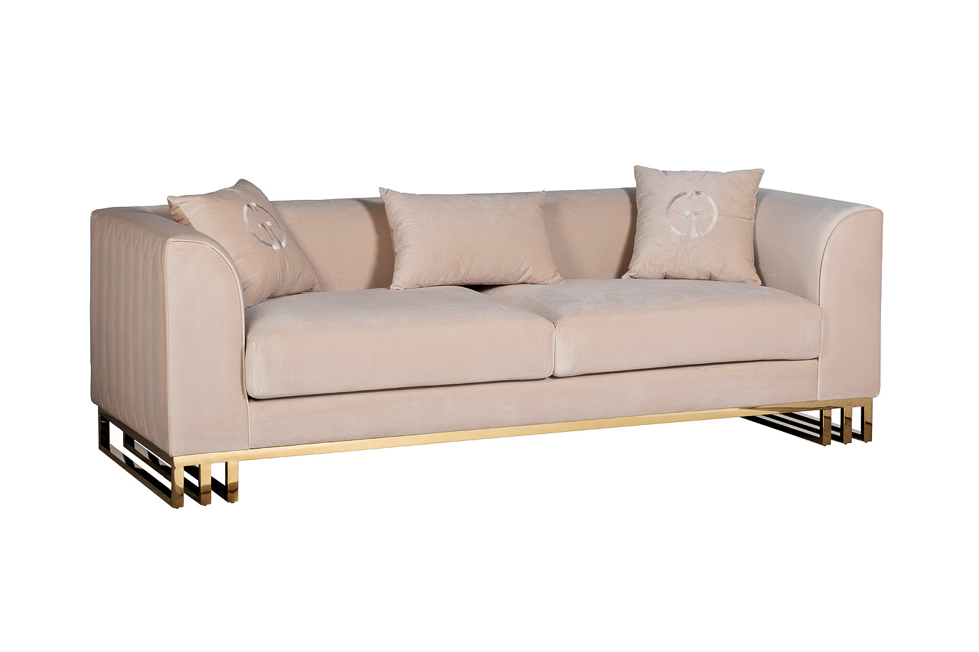 Диван Люцерн (Lucerne) трехместный велюровый бежевый 2