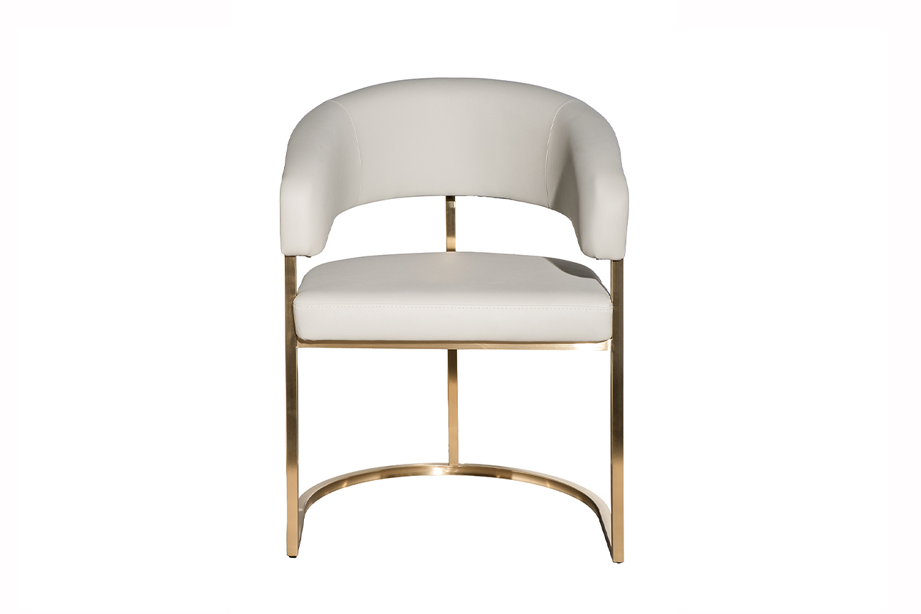 Стул из экокожи светло-серый/матовое золото 1