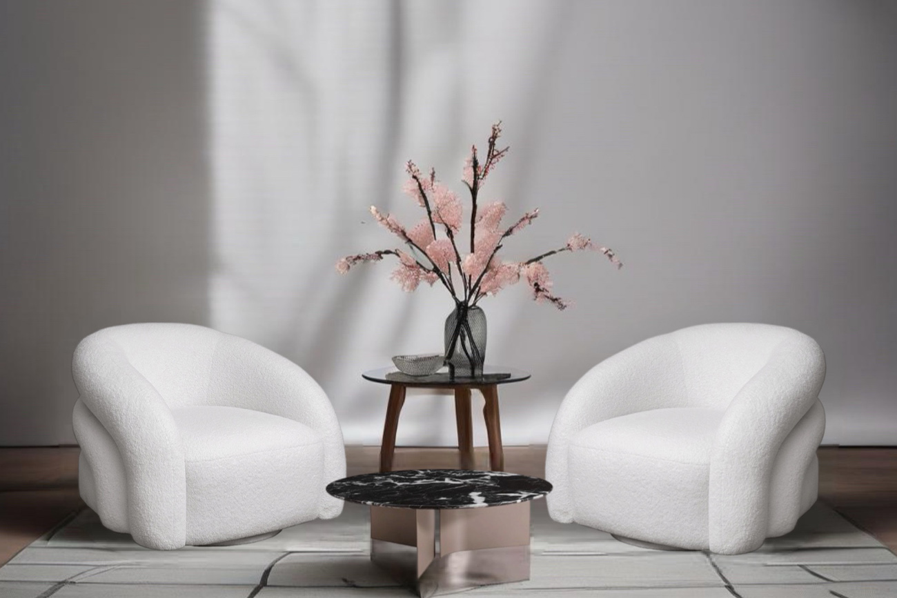 Кресло вращающееся Монблан(Monblan) букле белое 9