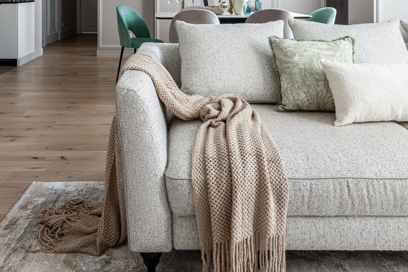 Диван Sorrento 230М трехместный раскладной светло-бежевый с кантом 8