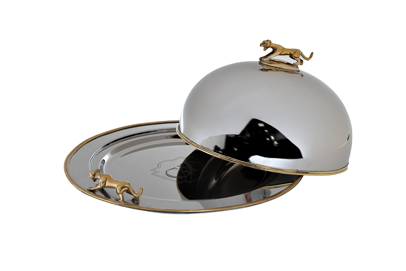 Блюдо декоративное с крышкой «Леопард» хром 1
