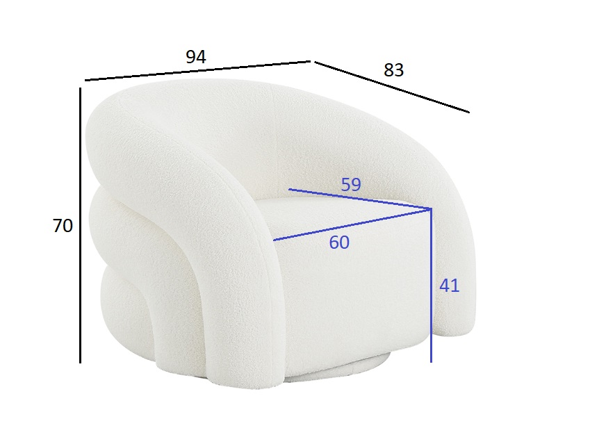 Кресло поворотное белое искусственный мех 6