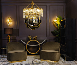 Люстра Тиара (Tiara) круглая латунь/стекло прозрачное