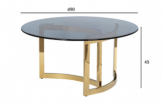 Стол журнальный золотой с темным стеклом