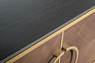 Тумба под телевизор с дверцами темный шпон