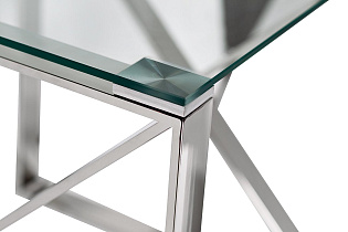 Столик журнальный квадратный с прозрачным стеклом (цвет хром)
