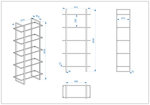 Стеллаж прозрачное стекло/хром