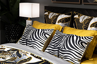 Комплект постельного белья "Тропики" зебра/серый полуторный с наволочками 50х70см