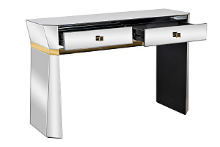 Консоль зеркальная с двумя ящиками и золотистой отделкой 3 (превью)