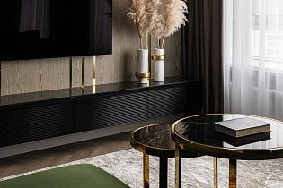 Набор из 2х журнальных столиков (стекло черный мрамор/золото) 6 (превью)