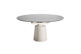 Стол обеденный раскладной круглый керамический белый/бежевый