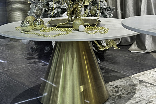 Стол журнальный круглый керамогранит белый