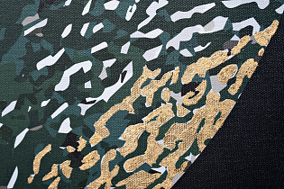 Холст «Золотые листья-1» в багете латунь 3 (превью)