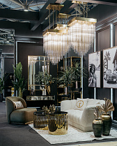 Люстра потолочная из стекла (золото) 1 (превью)