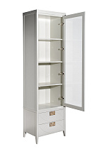 Шкаф-витрина со стеклянным фасадом с тумбочкой прикроватной с 2-мя ящиками бежевый