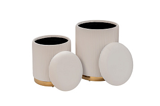 Набор из 2х пуфов светло-бежевый/золото