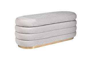 Банкетка с ящиком для хранения велюровая серая 2 (превью)