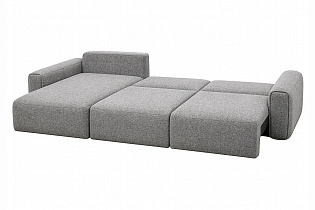 Диван Турин (Turin) трехместный с канапе раскладной черно-серый