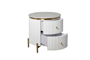 Тумбочка с 2мя ящиками и мраморной столешницей