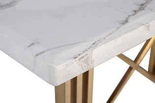 Стол-консоль белый/золото