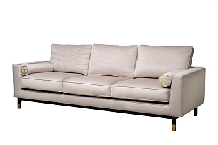 Диван Мадрид Мемори(Madrid Memory) трехместный шенилл бежевый с кантом